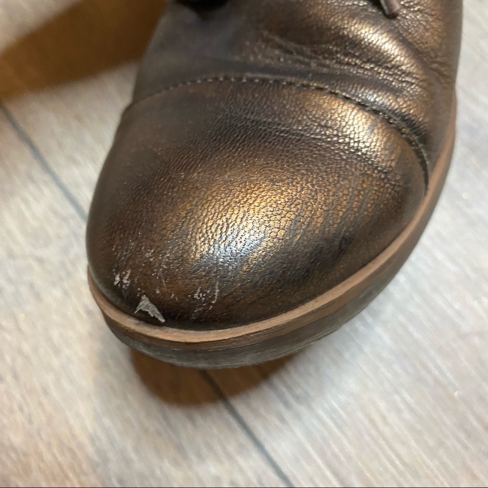 KORK-EASE bronze brown metallic leather Estella heeled cap top Oxford shoes 9 - Picture 12 of 15